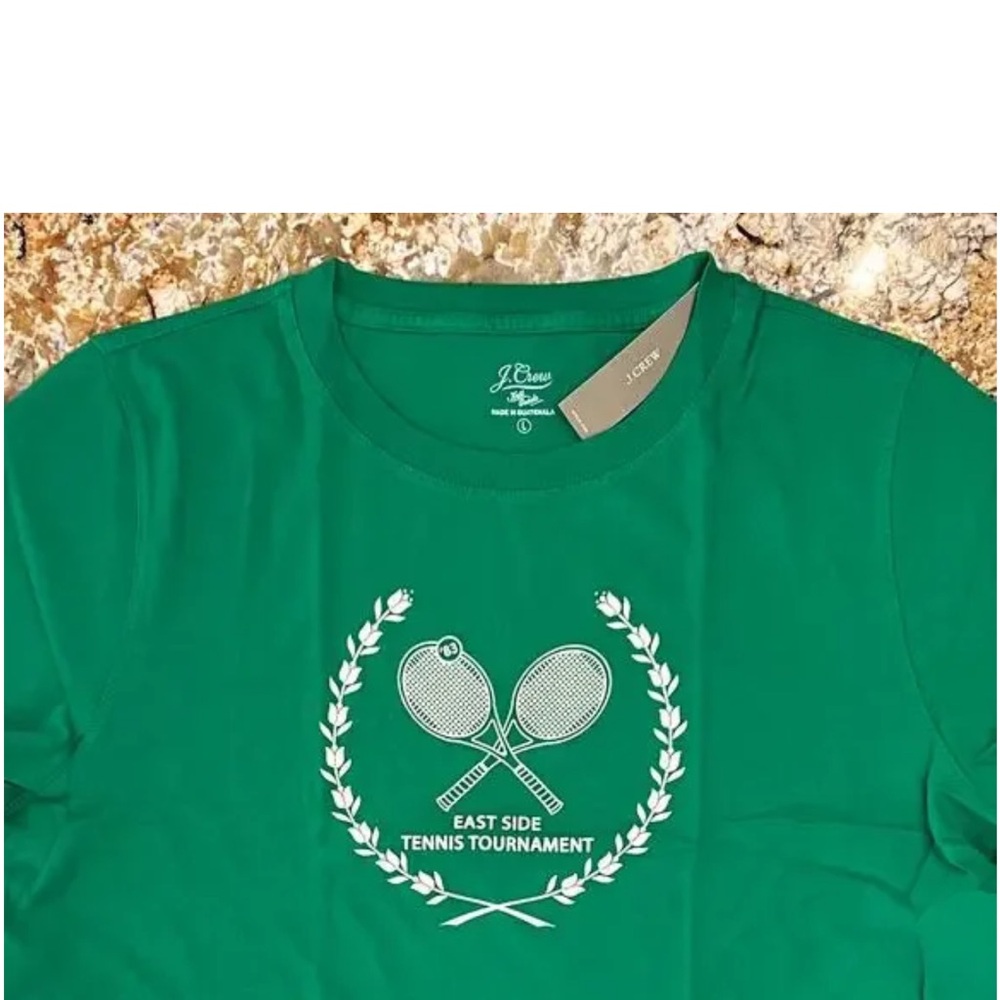 NWT J. Crew Kelly Green "Tennis Tournament" Graphic Relaxed T-Shirt NEW LARGE - Picture 4 of 5